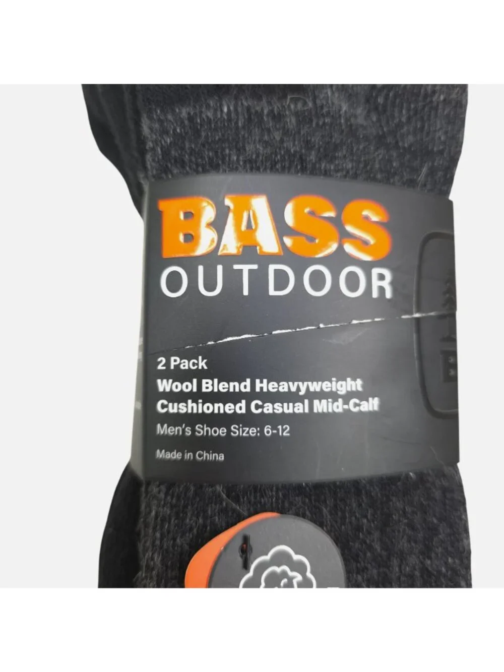 Bass Outdoor Wool Blend Heavyweight Cushioned Mid-Calf Socks 2-Pack Men Charcoal